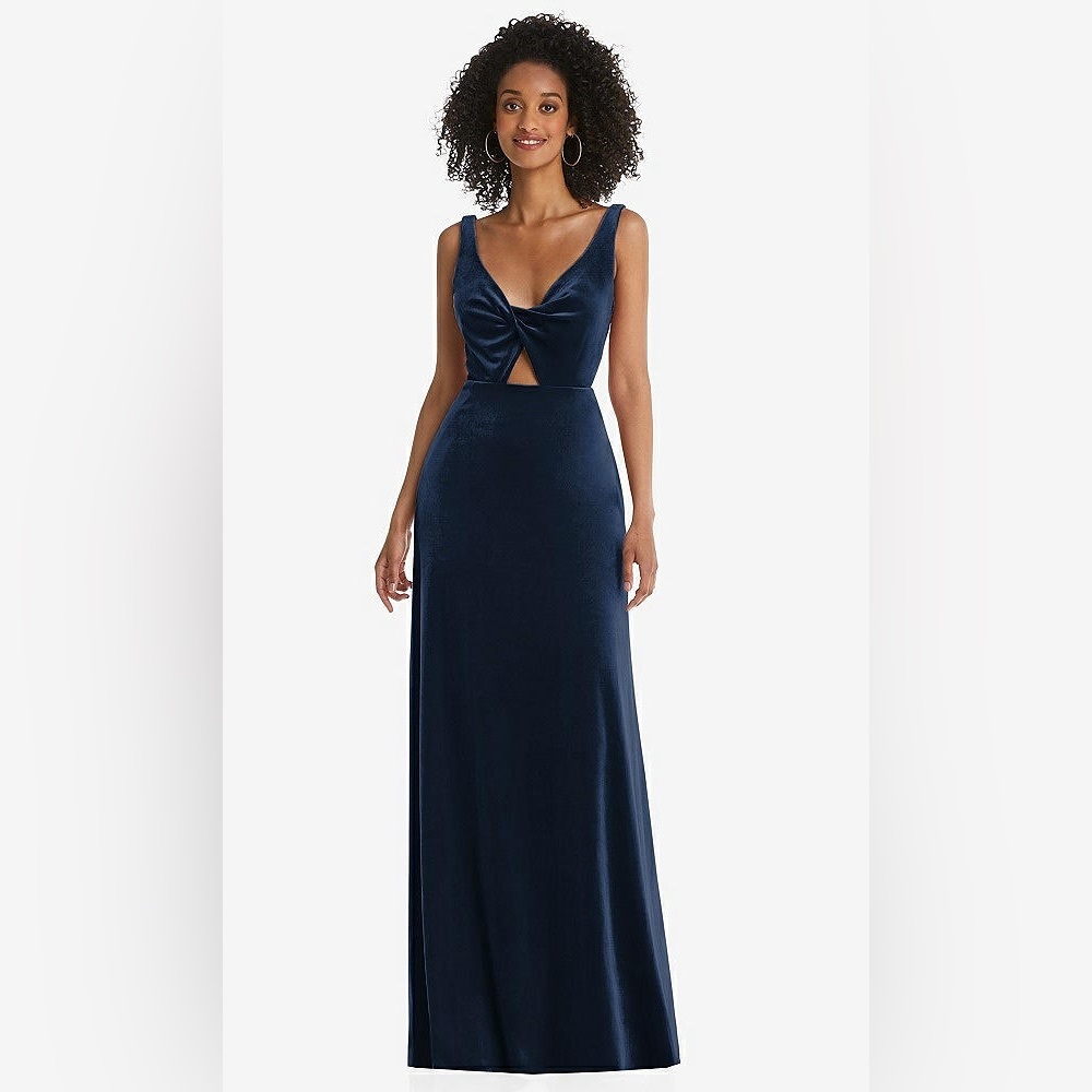 Lovely - Twist front cutout velvet maxi dress - cameron in midnight navy Size 12